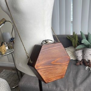 Wooden box bag with removable straps - real wood